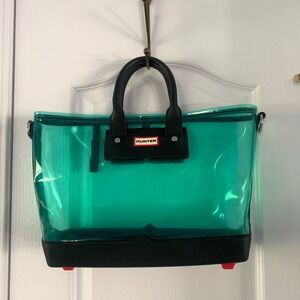 Hunter Original Clear Tote Bag Green Translucent PVC Waterproof Beach Bag
